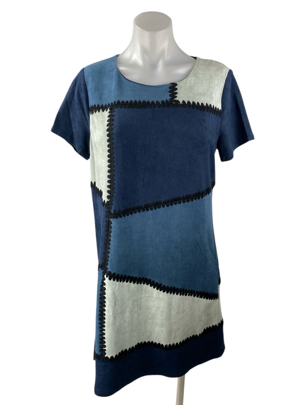 Design Lab Multicolor Colorblock Patchworks Short Sleeve Mini T-Shirt Dress Sz M